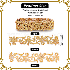 Nastro applique ricamato con filo metallico in poliestere&nbsp;DIY-WH0032-59A
