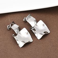 Orecchini pendenti quadrati in acciaio inossidabile 304&nbsp;LS-EJEW-K268-79A-P