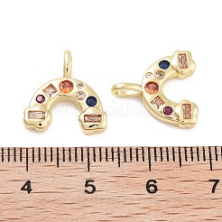 Ciondoli in micro pavé di zirconi cubici in ottone placcato con cremagliera arcobaleno&nbsp;KK-G512-25G-02
