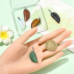 5 Stück 5 Farben Opalit & synthetischer Goldfluss & natürliches Tigerauge & Amethyst & grüner Aventurin geschnitzte Anhänger&nbsp;G-YW0002-41