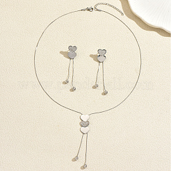 Conjunto de collar largo y pendientes de acero inoxidable 201 con forma de corazón para mujer.&nbsp;AF6640
