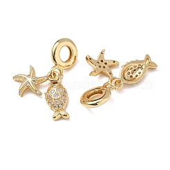 Anhänger aus ozeanmessingfarbenem Mikropavé mit klaren Zirkonia im europäischen Stil&nbsp;KK-H278-03G-07