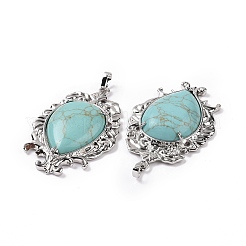 Gros pendentifs de pierres précieuses naturelles et synthétiques mélangées&nbsp;G-P496-01P