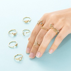 9 Stück 9 Stil Messing Micro Pave klar Kubisch Zirkonia Manschettenringe&nbsp;RJEW-LS0001-47G