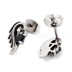 Flügel Ohrstecker aus chirurgischem Edelstahl 316 mit Pavé-Zirkonia für Damen und Herren&nbsp;EJEW-Z050-02A-AS