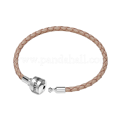 Fabrication de bracelet en cuir tressé en argent sterling plaqué rhodium 925&nbsp;TS-B-127-19