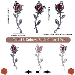 6 pz 3 colori lega rosa fiore connettore charms&nbsp;FIND-SC0023-30