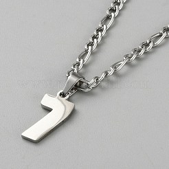 Collane con ciondolo a catena Figaro in acciaio inossidabile 304 anti-ossidazione con numero&nbsp;NJEW-WH20004-06P-07