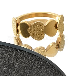 Bague en acier inoxydable 304 texturée en forme de cœur pour femme&nbsp;RJEW-L126-15B-G