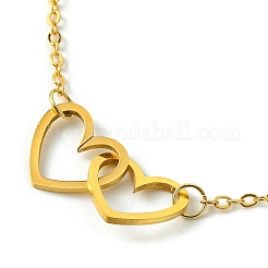 Ineinandergreifendes Herz-Gliederarmband aus Legierung mit Kabelketten aus Messing&nbsp;BJEW-JB09797