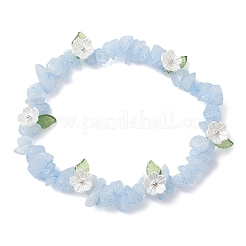 Braccialetti elastici con perline di acquamarina naturale tinta per donna&nbsp;BJEW-JB12311-01
