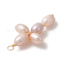Pendenti avvolti in filo di rame con perle d'acqua dolce naturali&nbsp;PALLOY-JF02154-01