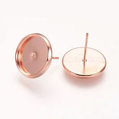 Aretes redondos planos de latón ajustes&nbsp;X-KK-E589-14mm-RG-NR