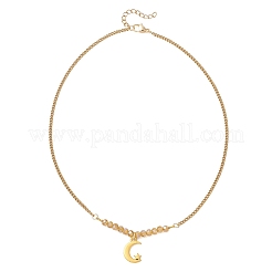 Collares para mujer con colgante de aleación con cuentas facetadas en forma de rondel de vidrio electrochapado y cadena de eslabones de acero inoxidable 304.&nbsp;NJEW-JN05764-02