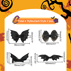 8 stücke 4 stil halloween thema fledermaus & bowknot imitation leder alligator haar clips & haarspangen&nbsp;PHAR-WR0001-01
