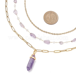 Natürlicher Amethyst-Anhänger mit doppeltem Ende und spitzer Kugel&nbsp;NJEW-JN05477-01