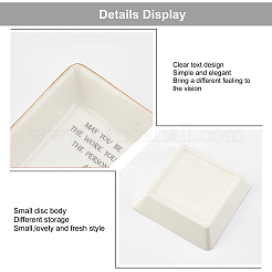 Porta anello quadrato in porcellana&nbsp;DJEW-WH0013-020