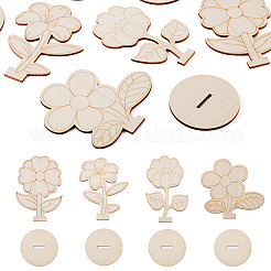 20 stücke 4 arten blume unfinished holz display dekorationen für diy malerei dekoration handwerk&nbsp;DJEW-TA0001-38