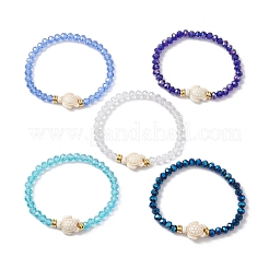 10 Uds. 10 estilos de pulseras elásticas empanizadas de arcilla polimérica hechas a mano y vidrio facetado&nbsp;BJEW-JB10259