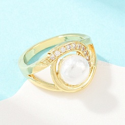 Fingerringe aus Messing mit Mikropavé-Kubikzirkonia für Damen&nbsp;RJEW-D340-02G-06