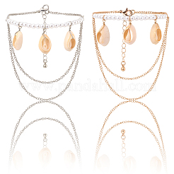 2 Stück 2 Farben natürliche Muschel-Charm-Armbänder&nbsp;BJEW-CY0001-04