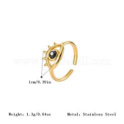 Bagues manchettes ouvertes en acier inoxydable 304 ornées de strass pour femmes&nbsp;JH7101-1