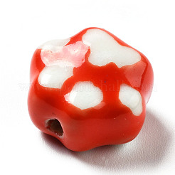 Perles de porcelaine imprimées manuelles&nbsp;X1-PORC-F005-02C