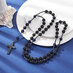 Collane di perle di rosario con lapislazzuli naturali&nbsp;NJEW-JN04461-01