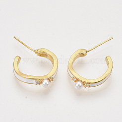 Pendientes de tuerca de circonio cúbico con micro pave de latón&nbsp;EJEW-T007-11G-04-NF