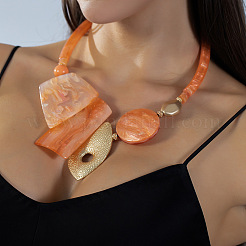 Boho-Halsketten aus Acryl mit geometrischen Verzierungen und Legierungsketten für Damen&nbsp;WGBF397-01