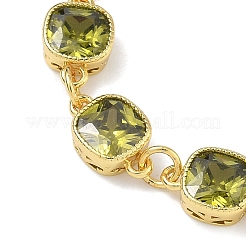 Quadratische Gliederarmbänder aus Messing mit Zirkonia-Pavé für Damen&nbsp;BJEW-P385-08G-07