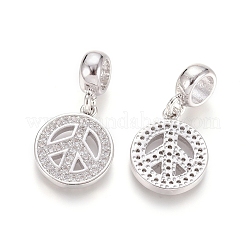 Messing mikro pflastern klare kubik zirkonia europäische baumeln charme&nbsp;OPDL-L016-08P