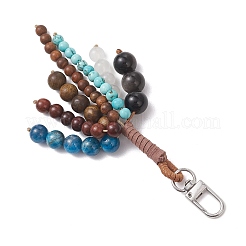 Ciondolo decorativo con perline rotonde in ossidiana argentata naturale&nbsp;HJEW-TA00468