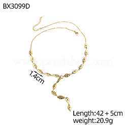 Y-förmige Halsketten aus Edelstahl 304 mit Blattmotiv für Damen&nbsp;STAS-OY013-88G