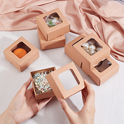 Boîtes-cadeaux de bijoux en carton de papier kraft pliant&nbsp;CON-WH0092-25A