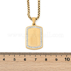 Collar con colgante de la Virgen María en acero inoxidable 201 con micropavé de circonita cúbica transparente para hombre&nbsp;NJEW-S387-01G