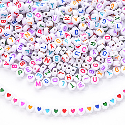 1 sacchetto 1200 pezzi rotondi piatti in acrilico opaco con perline a forma di lettera e cuore&nbsp;DIY-YW0002-32