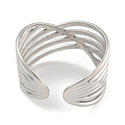 Anillo de puño abierto de acero inoxidable 304 para mujer&nbsp;RJEW-U014-11P
