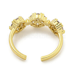 Anneaux de manchette ouverts en laiton plaqué micro pavé de zircone cubique pour femmes&nbsp;RJEW-F162-04G-01