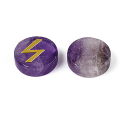 Messing Elder Futhark Alphabet eingraviert Symbol flach rund natürliche Amethyst Runensteine&nbsp;G-I373-01M