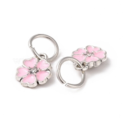 Breloques de fleur de style émail en alliage avec strass&nbsp;ENAM-S085-07