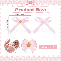50 stücke krone mit bowknot legierung polyester single face satin band bekleidungs zubehör&nbsp;JEWB-PH01300