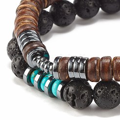 2 Stück 2-teiliges Set aus natürlichen Kokosnuss- und Edelstein-Stretcharmbändern&nbsp;BJEW-JB07938