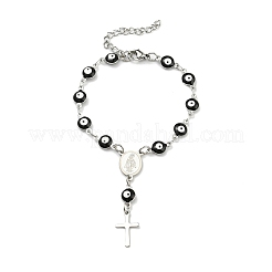 Bracciale con ciondolo a croce in acciaio inossidabile 201&nbsp;BJEW-A142-01P