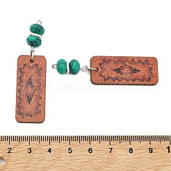 Natürlicher Türkis mit großen Anhängern aus Pappelholz&nbsp;FIND-Z048-02