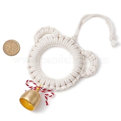 Adornos colgantes con forma de cabeza de oso hechos de hilo de algodón y madera&nbsp;HJEW-TA00303