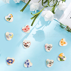 60 Stück Porzellanperlen mit Blumenmuster in 10 Farben&nbsp;PORC-PA0001-02