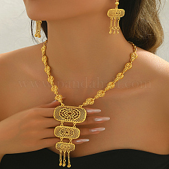 Elegante set di collana e orecchini rettangolari in ottone alla moda per le donne&nbsp;HY2703