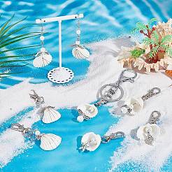 Décorations pendentif ange en acrylique et perles de verre et coquillages&nbsp;HJEW-GO00037