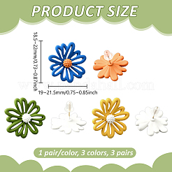 3 Paar 3 Farben Gänseblümchen-Blumen-Acryl-Ohrstecker&nbsp;EJEW-GO0003-31